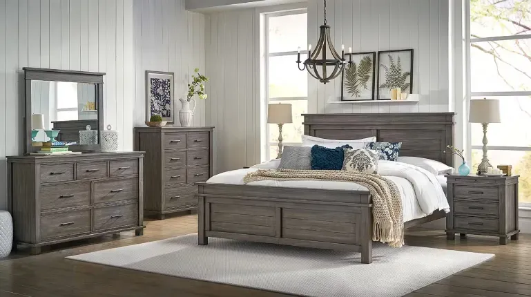A-America GLPGR5230 Glacier Point California King panel bed in a personalized curated bedroom set.